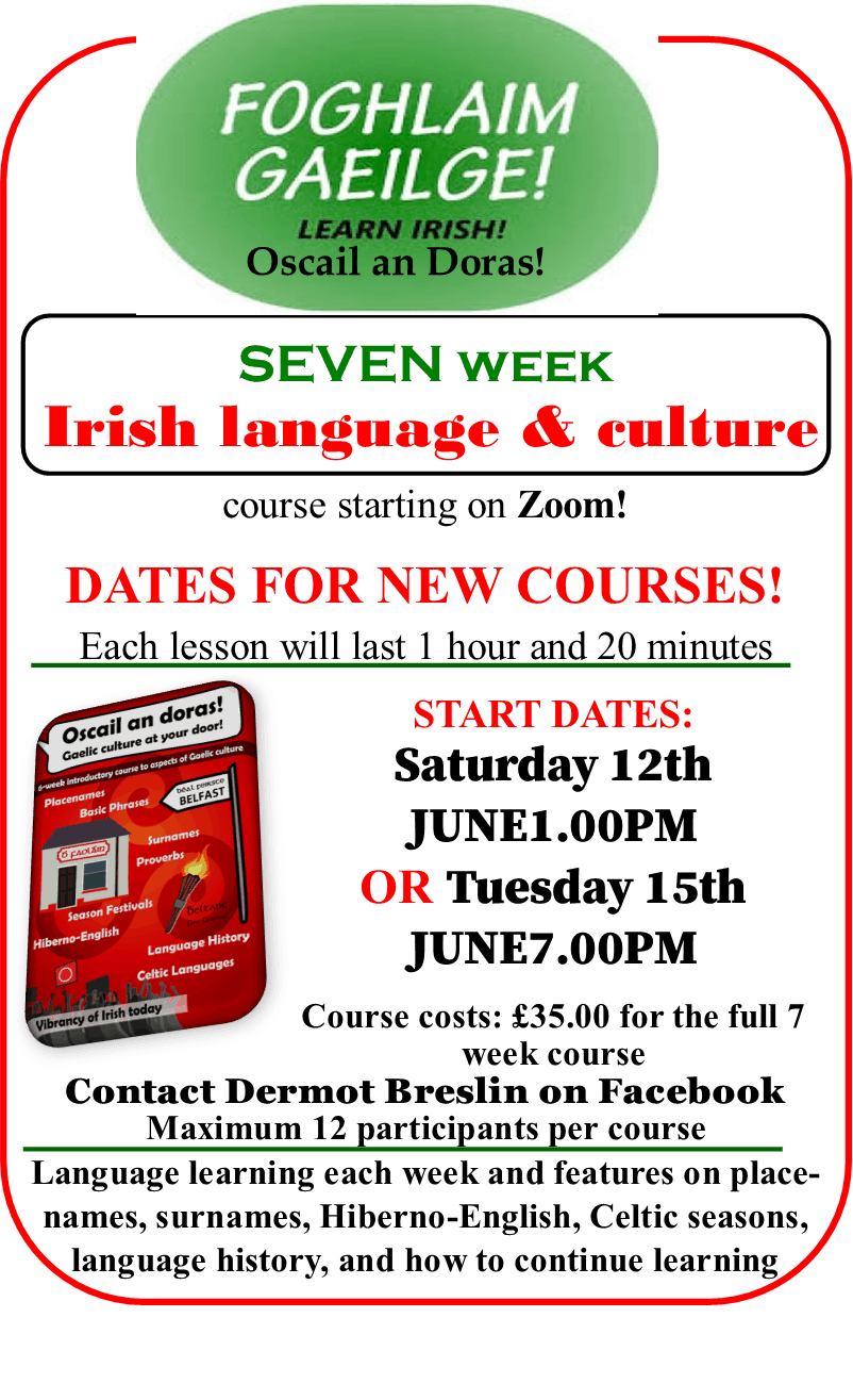 ‘Oscail an Doras’ – Irish language and culture course
