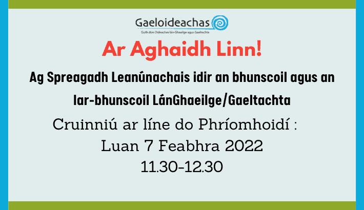 Ag cothú leanúnachais idir na leibhéil bunscoile agus iar-bhunscoile san earnáil lánGhaeilge agus Gaeltachta