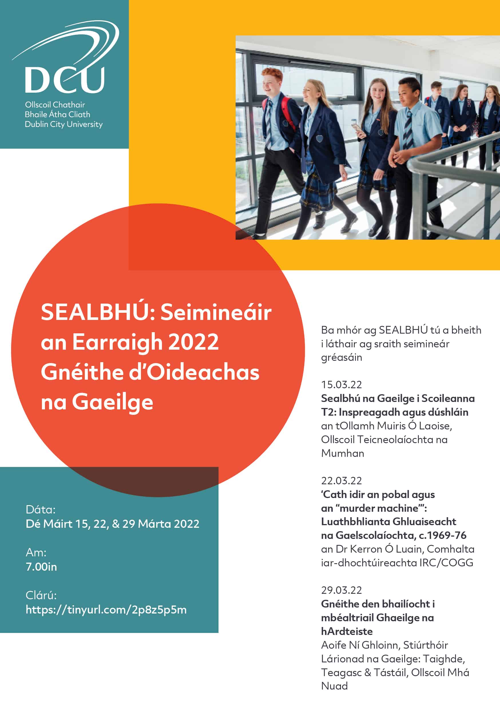 SEALBHÚ: Seimineáir an Earraigh 2022 Gnéithe d’Oideachas na Gaeilge