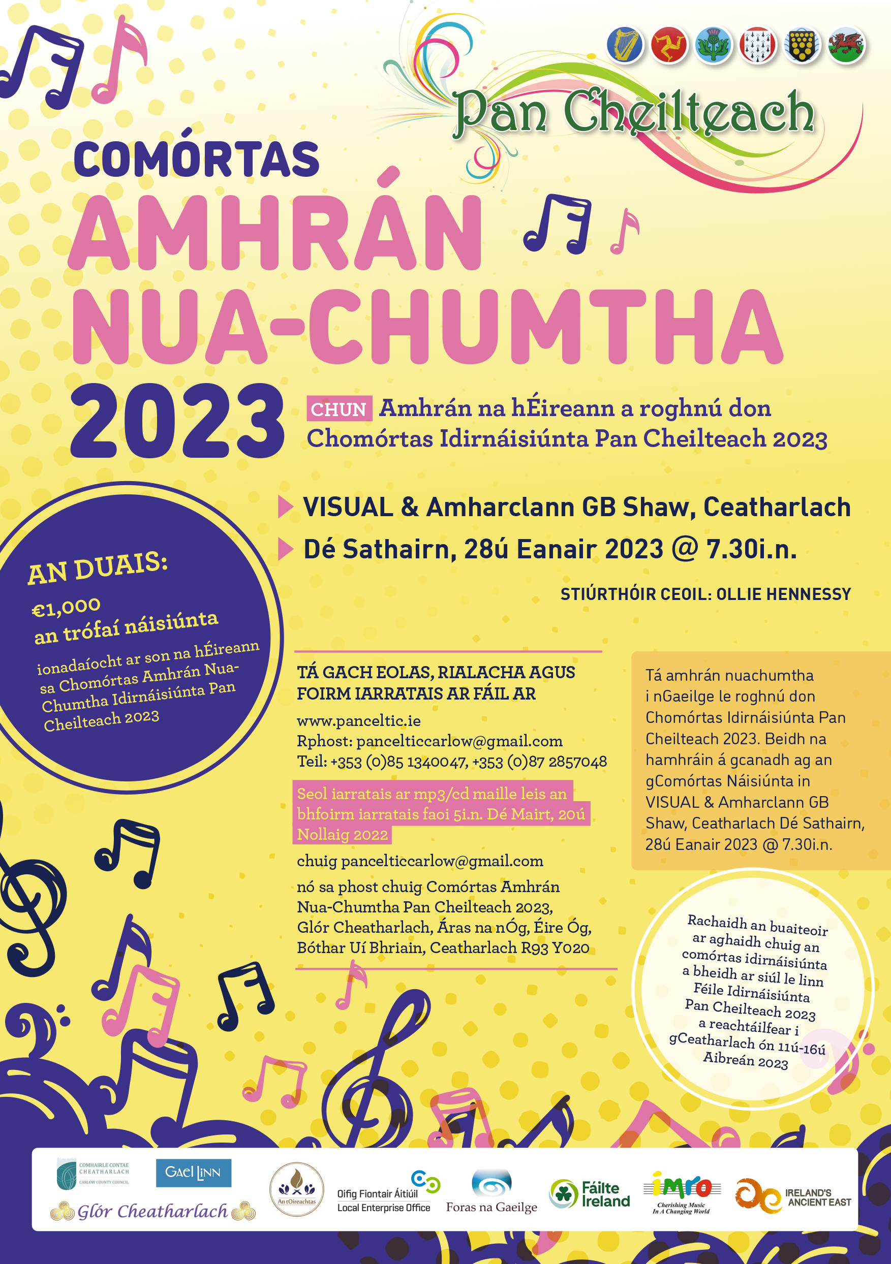 Pan Cheilteach 2023 – Comórtas Amhrán Nua-Chumtha & Féile ’23