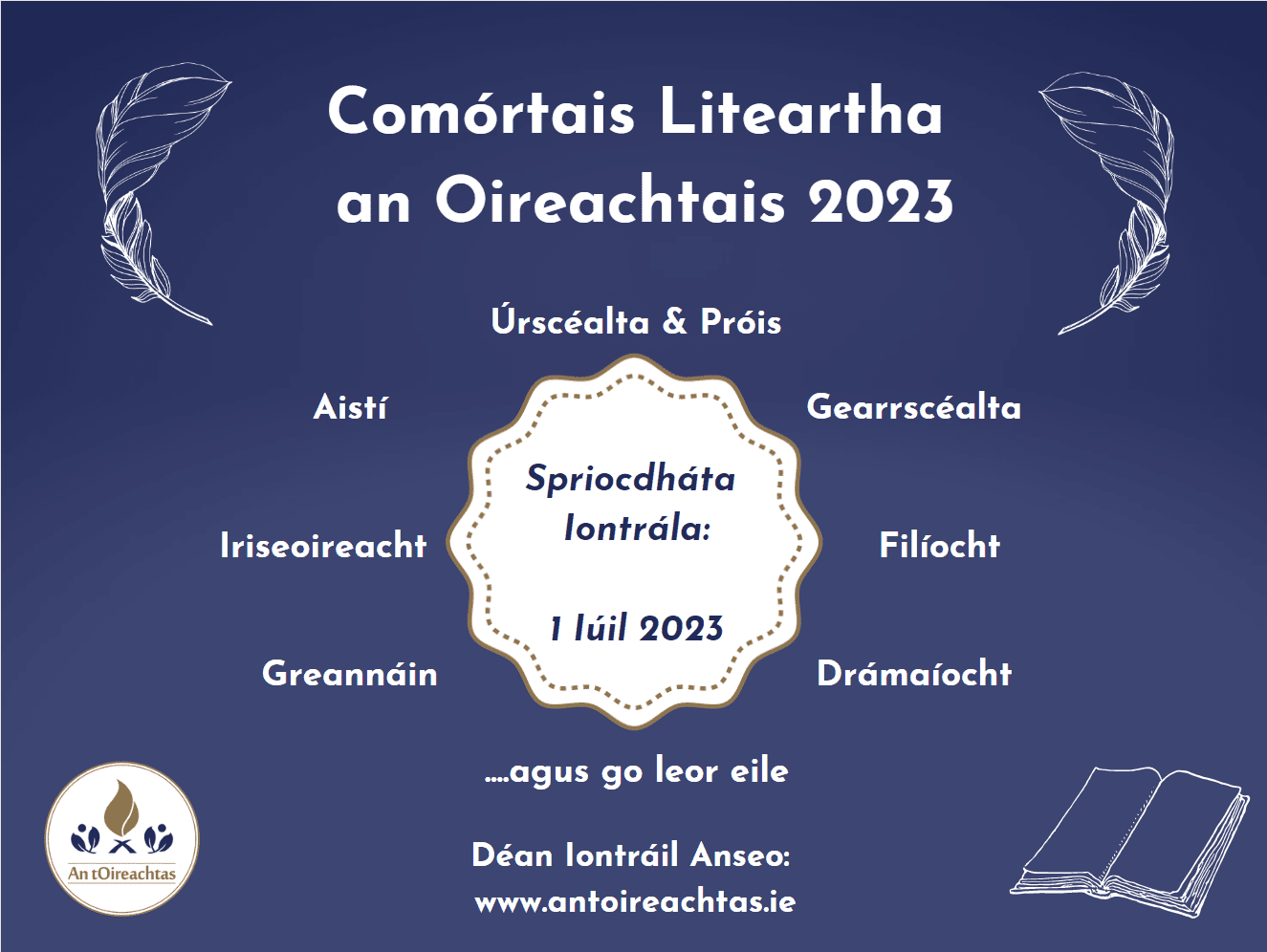 Spriocdháta Iontrála: Comórtais Liteartha an Oireachtais 2023