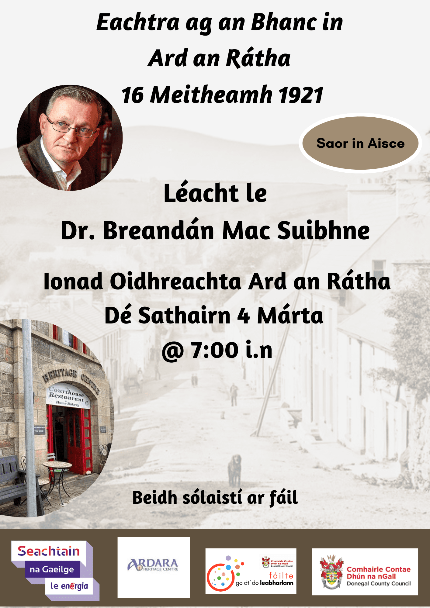 Eachtra ag an Bhanc in  Ard an Rátha :  Léacht le Dr. Breandán MacSuibhne