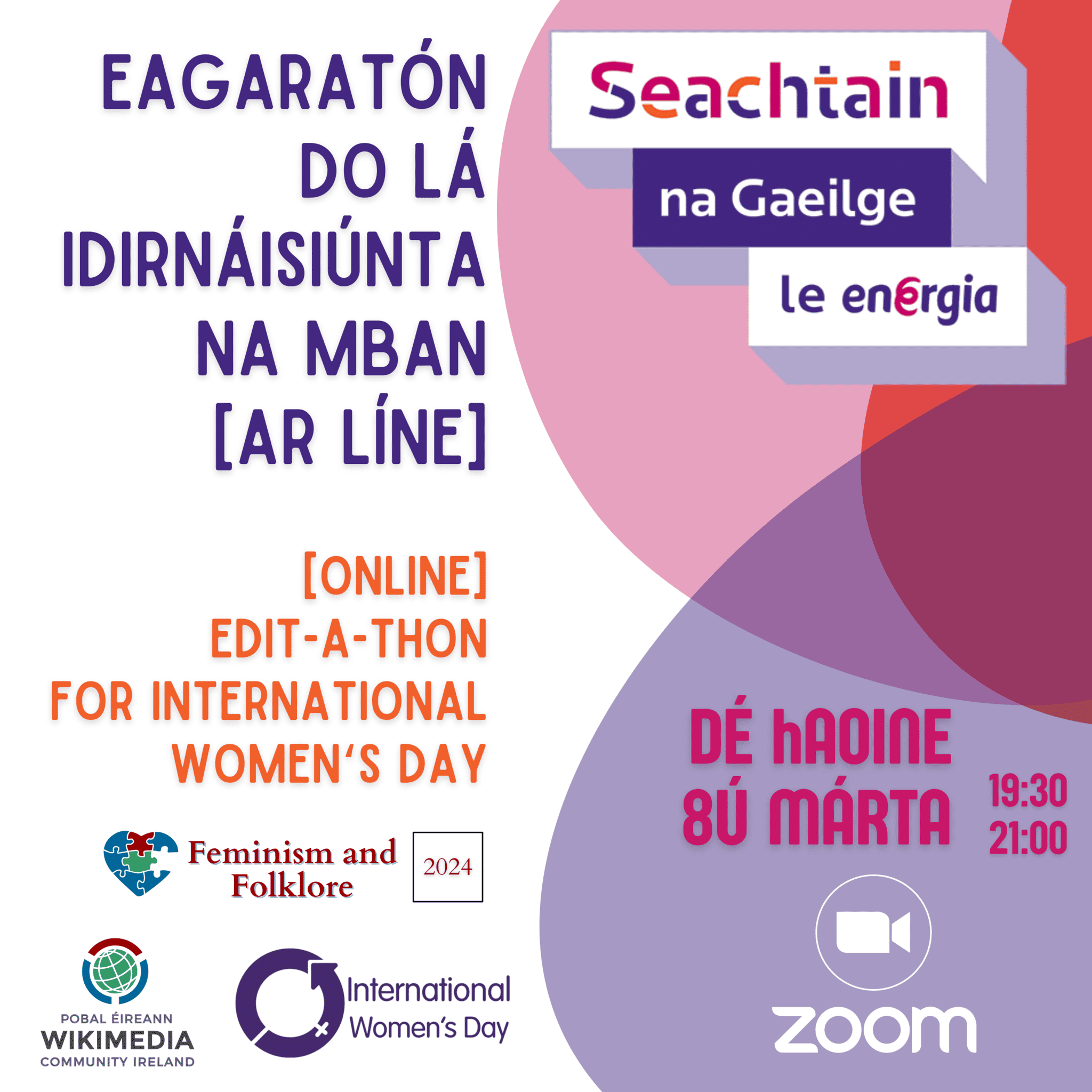 Eagaratón do Lá Idirnaisiúntan na mBan (Ar Líne) / Edit-a-thon for International Women’s Day (Online)